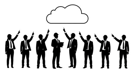 Black Solid Cyber AI Holding Shield Silhouettes Set of Six isolated on plain white background.のイラスト素材