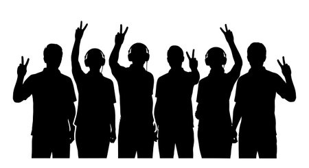 Black Solid Agent Wifi Symbol Silhouettes Set of Six on White Background isolated on plain white background.のイラスト素材