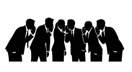 Black Solid Executive Search Whisper Silhouettes Set of Six on White Background isolated on plain white background.のイラスト素材