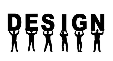 Black Solid Visual Merchandiser Letter Sign Silhouettes Set of Six on White Background isolated on plain white background.のイラスト素材