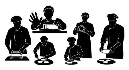 Black Solid Bakers Cutting Scones Set of Six on White Background isolated on plain white background.のイラスト素材