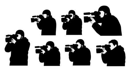 Filled Frontline Journalists Flak Jacket Six Actions on White isolated on plain white background.