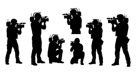 Solid Warzone Videographers Shoulder Rig Set of Six on White isolated on plain white background.