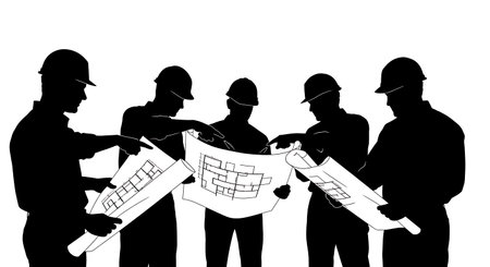 Black Solid Construction Site Translator Silhouettes Set of Six on White Background isolated on...