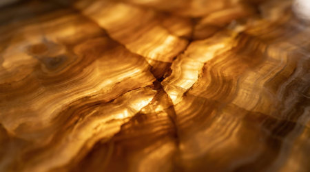 Translucent Caramel Onyx Stone Backlit to Resemble Glowing Amber