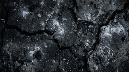 Charred and Burn Damaged Cement Texture with White Ash Deposits