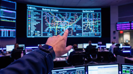 Public Transit Director Analyzing Dynamic Subway And Bus Grid