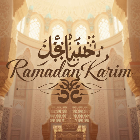 Ramadan Kareem greeting card with calligraphy. Vector illustration.の写真素材