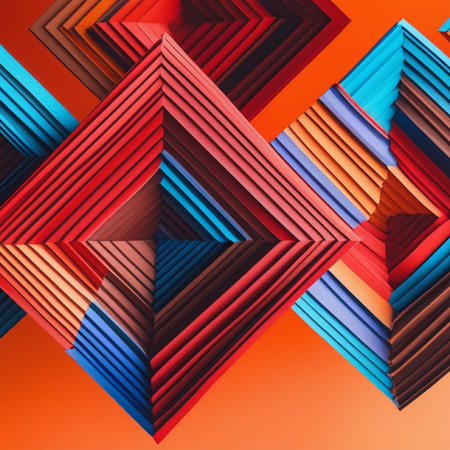 Colorful geometric background, 3D rendering. Computer digital drawing.の写真素材