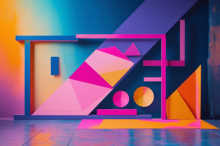 Colorful abstract background with geometric shapes. 3d render illustration.
