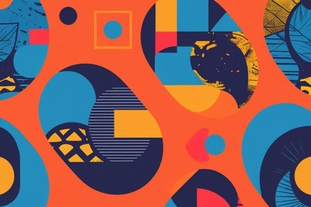 Abstract seamless pattern with geometric shapes, circles and lines. Vector illustration.
