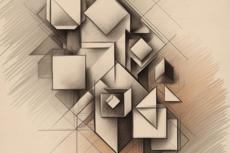 abstract background with geometric shapes in sepia tones, computer generated illustrationの写真素材