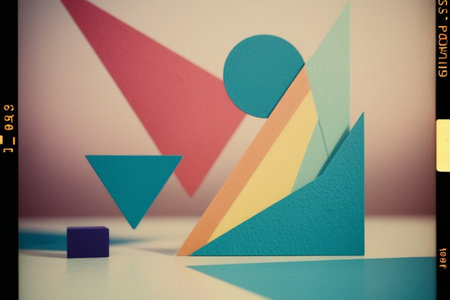 Abstract colorful origami background. Geometric shapes made of paper.の写真素材