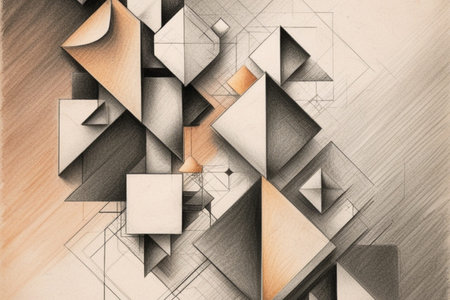 Abstract geometric background. 3d rendering. Computer digital drawing. High technology.の写真素材