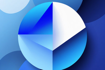 abstract blue background with circle and triangle. 3d render illustrationの写真素材