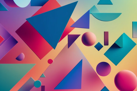 Abstract geometric background. 3d rendering, 3d illustration. Gradient colors.の写真素材