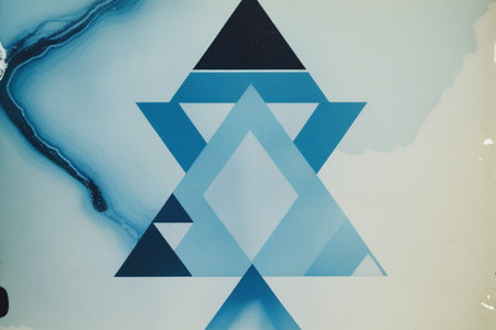 abstract background with blue and black rhombus shapes on white paper