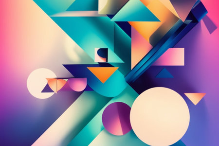 3d rendering of abstract geometric composition. Multicolored background.の写真素材