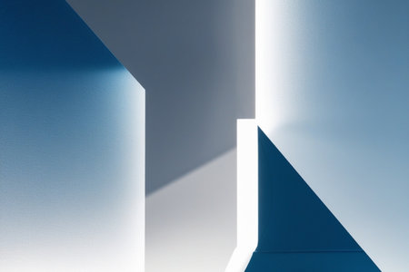 Abstract architecture background. White and blue interior. 3d render illustrationの写真素材