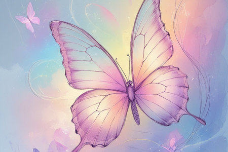 butterfly on the watercolor background. butterfly on watercolor backgroundの写真素材