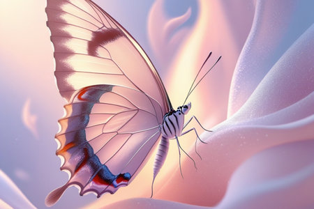 Butterfly on pink background. 3d rendering.の写真素材