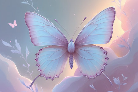 butterfly on the background of the nature. 3d illustrationの写真素材