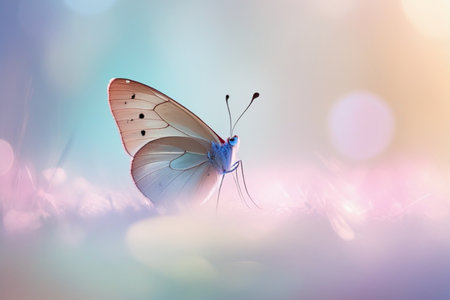 Butterfly on the flower with bokeh background,soft focusの写真素材