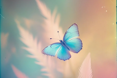 butterfly with filter effect retro vintage style and soft focus.の写真素材