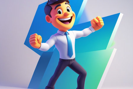 3d illustration of a cartoon character, businessman with arms outstretchedの写真素材