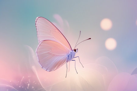 butterfly on flower with bokeh background,vintage colorの写真素材