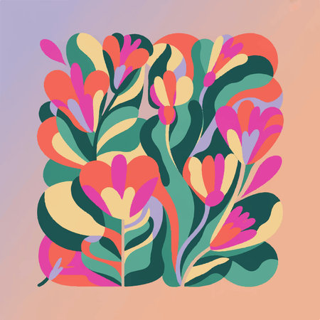 Abstract floral background with flowers and leaves. Vector illustration in retro style.のイラスト素材