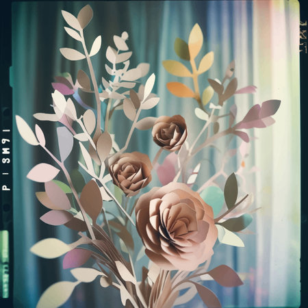 artificial flowers on a background of curtains, vintage style, soft focusのイラスト素材