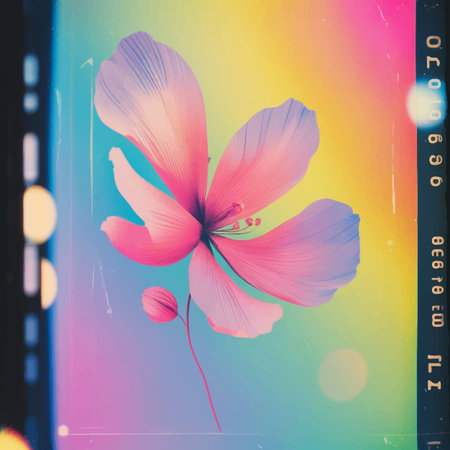 Hibiscus flower with film strip in the background, vintage filterのイラスト素材