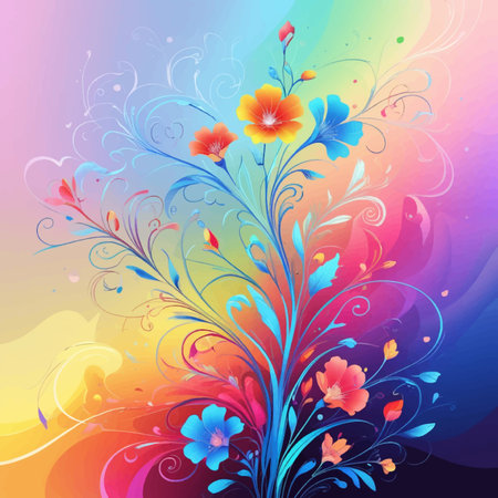 Abstract floral background with hibiscus flowers. Vector illustration.のイラスト素材