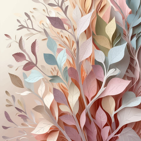 Abstract floral background with leaves and branches in pastel colors. Vector illustration.のイラスト素材