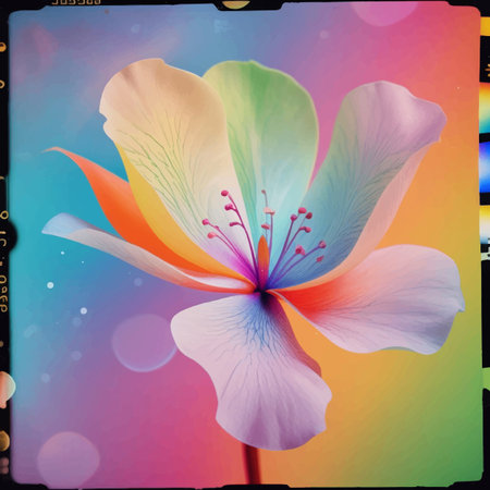 Colorful hibiscus flower over colorful background with copy spaceのイラスト素材