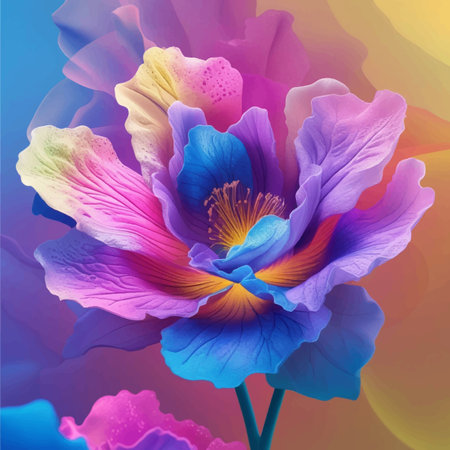 Beautiful colorful iris flower on a colorful background. Vector illustration.のイラスト素材