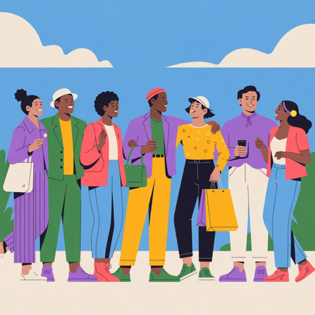 Group of happy african american people in casual clothes. Vector illustration
