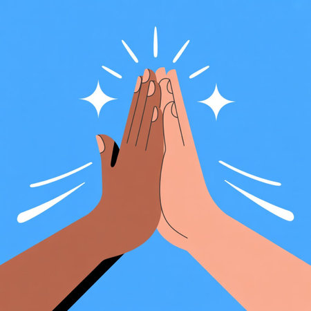 Praying hands with stars on blue background, vector illustration.の写真素材