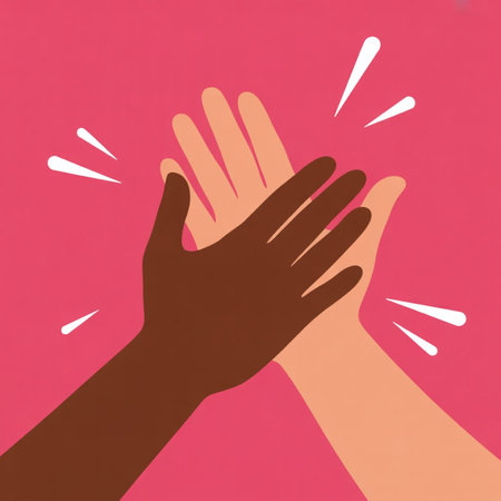 Helping hands. Human hands on pink background. Vector illustration.の写真素材