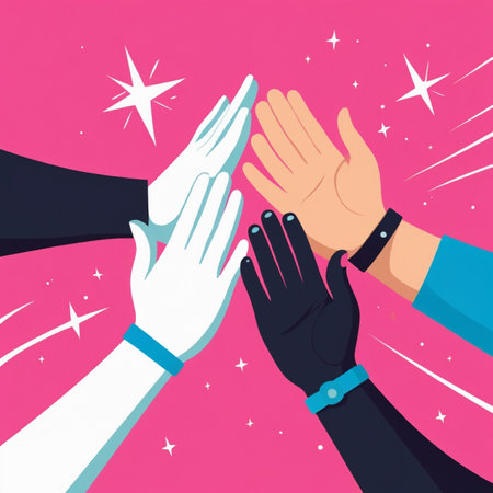 Vector illustration of human hands clapping together. Teamwork concept.