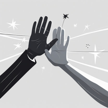 illustration of a hand giving a high five on a white backgroundの写真素材