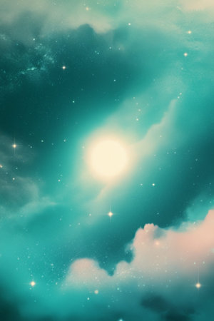 Night sky with stars and nebula. Colorful abstract background.