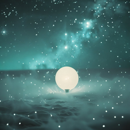 Light bulb in the snow, christmas background. 3D renderingの写真素材