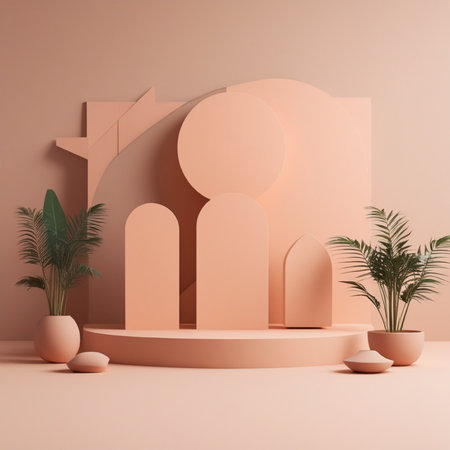 Minimal scene with geometrical forms. 3d render.の写真素材