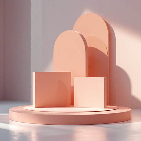 Abstract minimal scene with geometrical forms. 3d render illustrationの写真素材