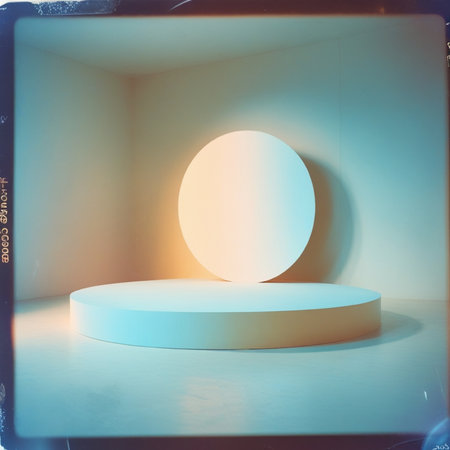 3d rendering, abstract geometric forms, podium for your design.の写真素材