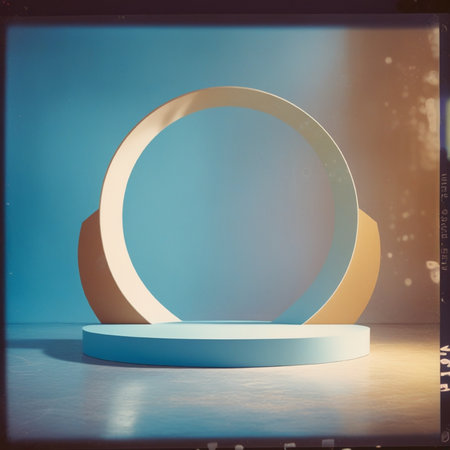 3d render, abstract minimal geometric forms, podium for your designの写真素材