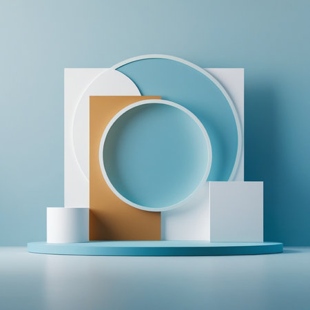 3d render, abstract minimal geometric background, primitive forms, pastel colorsの写真素材