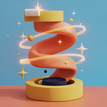 Abstract 3d rendering of geometric shapes. Minimal composition with podium, pedestal or platform.